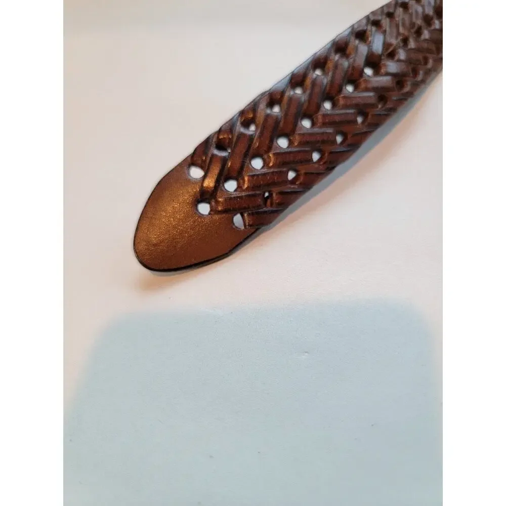 Tommy Hilfiger‎ Brown Braided Belt Sz 34 Men's Logo Preppy